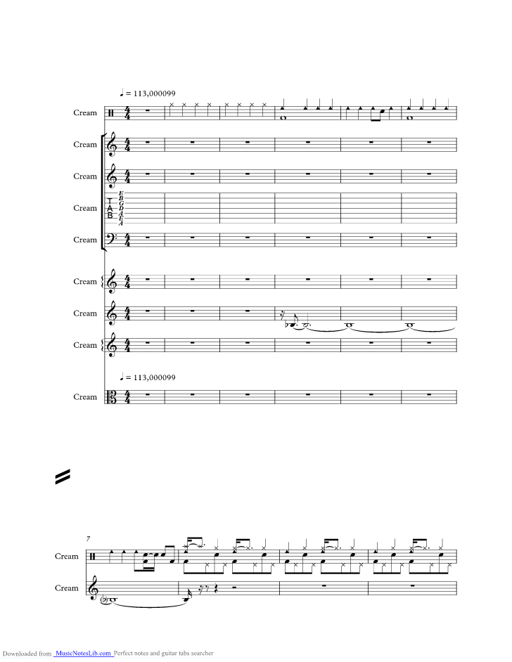 Cream music sheet and notes by Prince