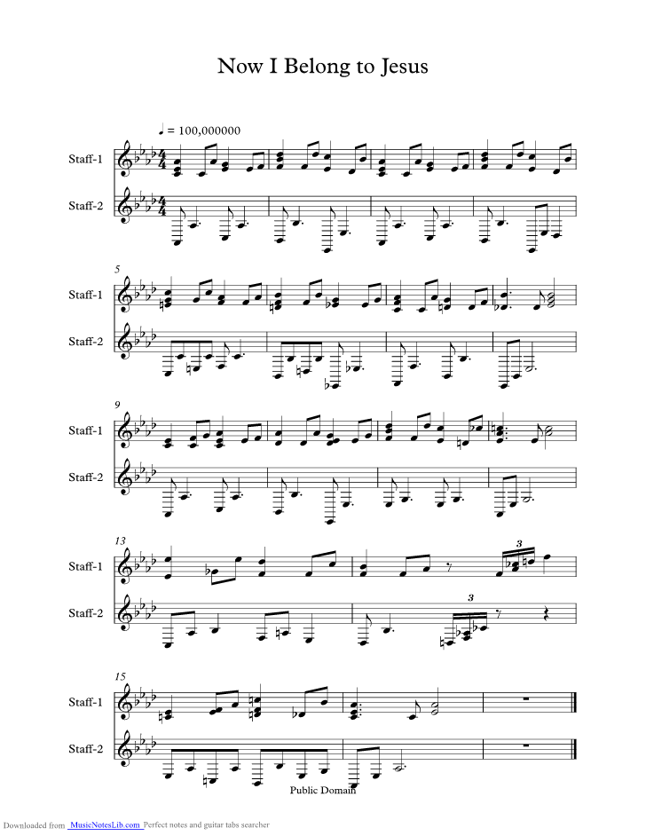 Now I Belong To Jesus Chords, Lyrics and Sheet Music