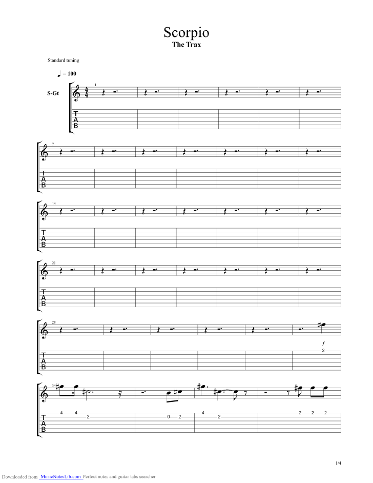 Scorpio guitar pro tab by The Trax
