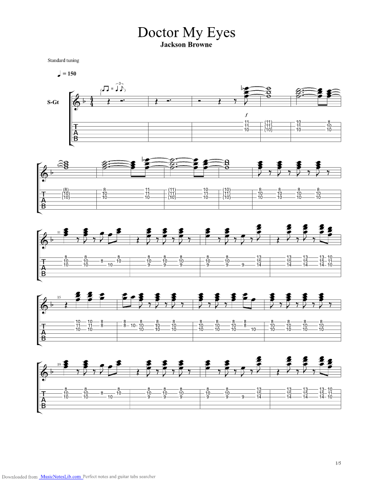 Doctor My Eyes guitar pro tab by Jackson Browne