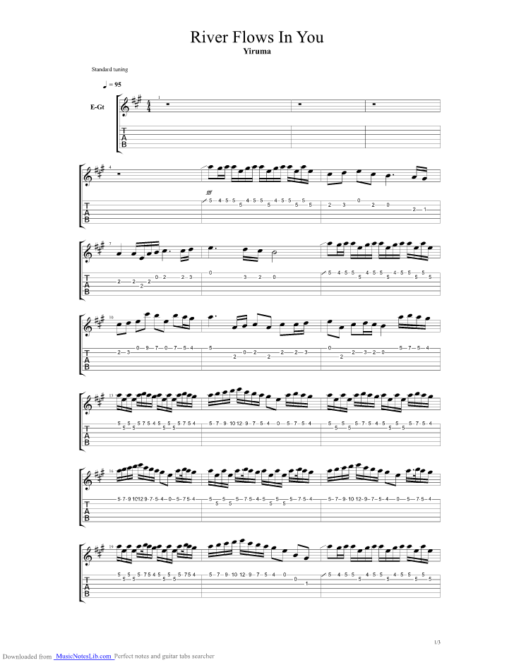 River Flows In You guitar pro tab by Yiruma