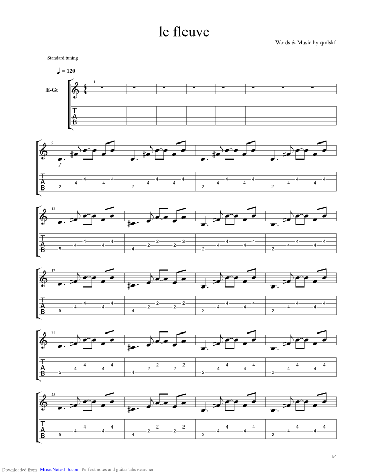 Le Fleuve guitar pro tab by Noir Desir