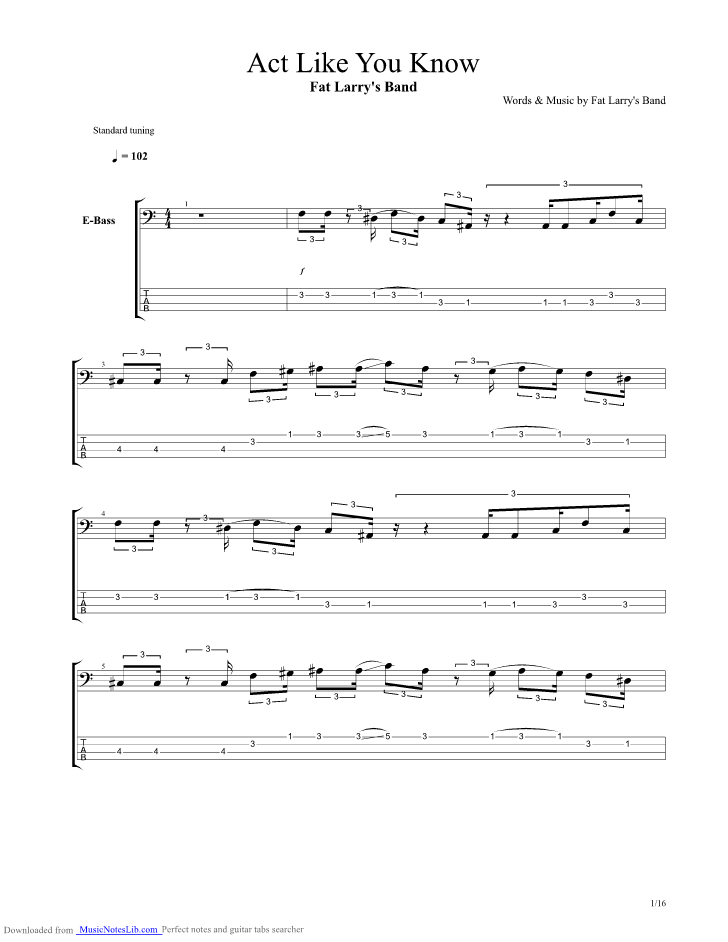 Act Like You Know guitar pro tab by Fat Larrys Band