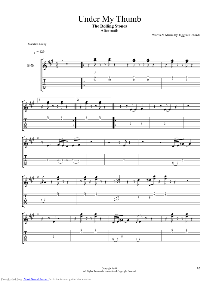 Under my Thumb guitar pro tab by Rolling Stones