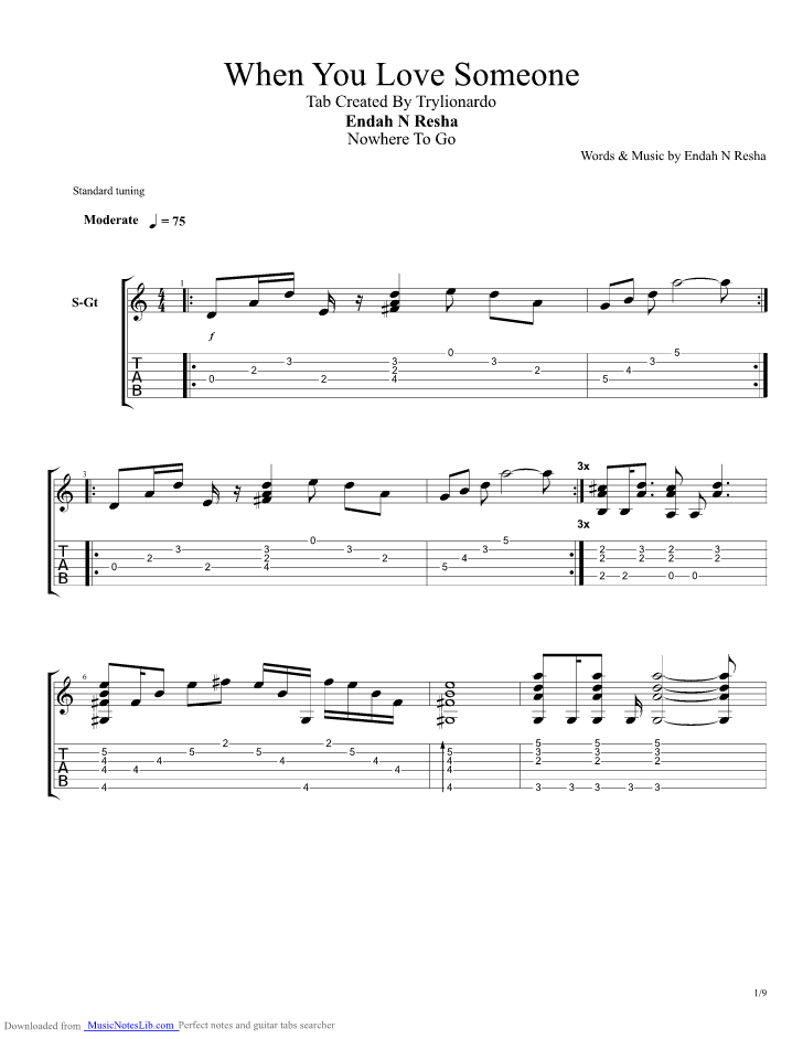 When You Love Someone guitar pro tab by Endah N Rhesa