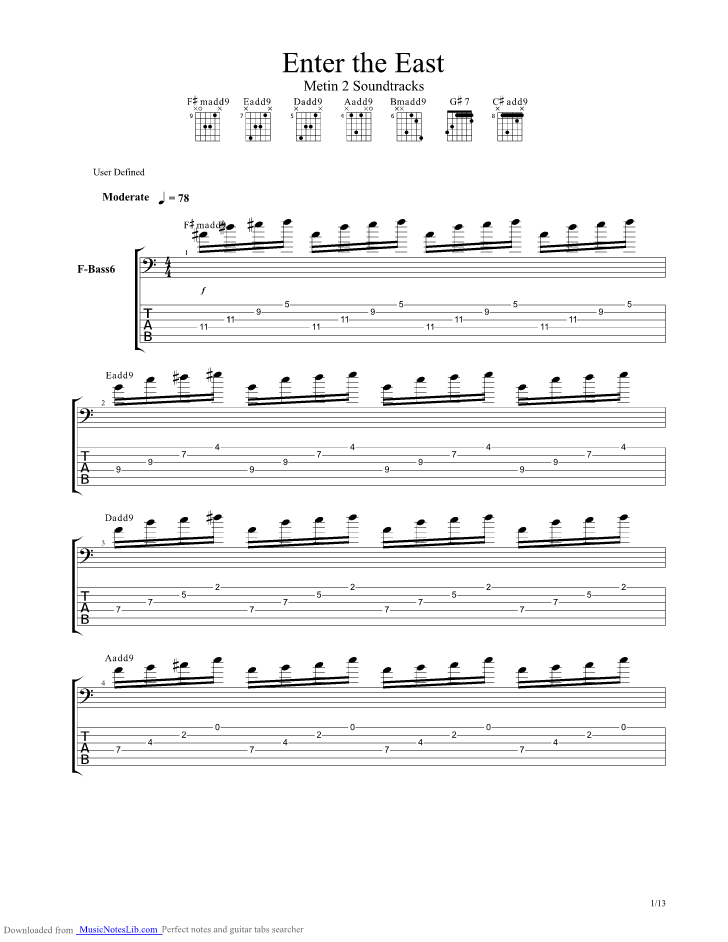 Metin 2 Enter The East guitar pro tab by Misc Unsigned Bands