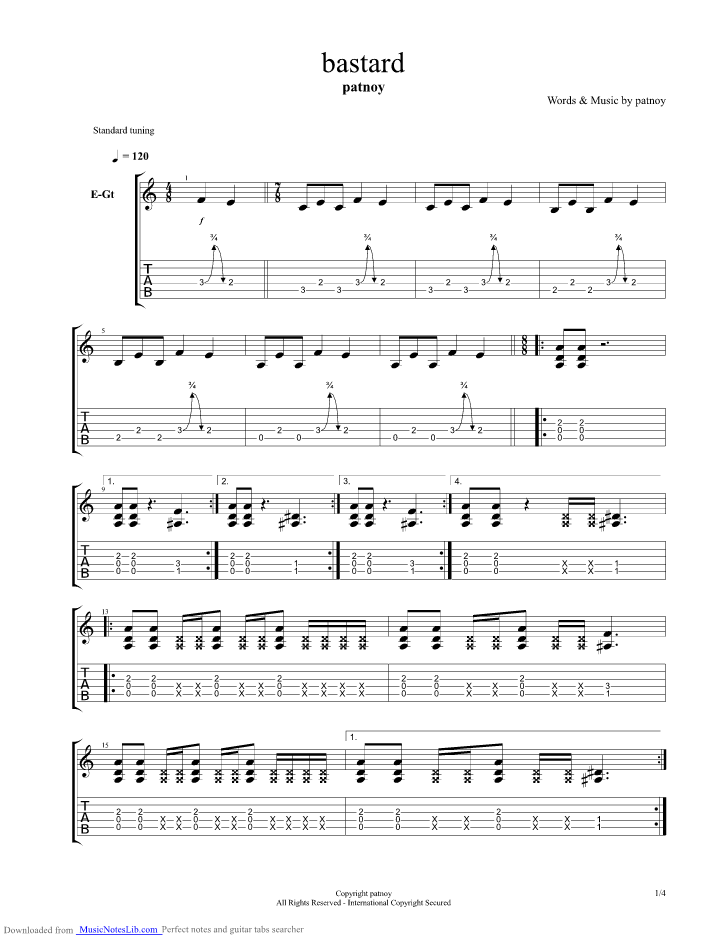 Bastard guitar pro tab by AA Le Composer