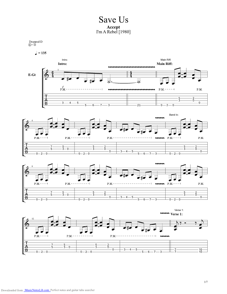 Save Us guitar pro tab by Accept