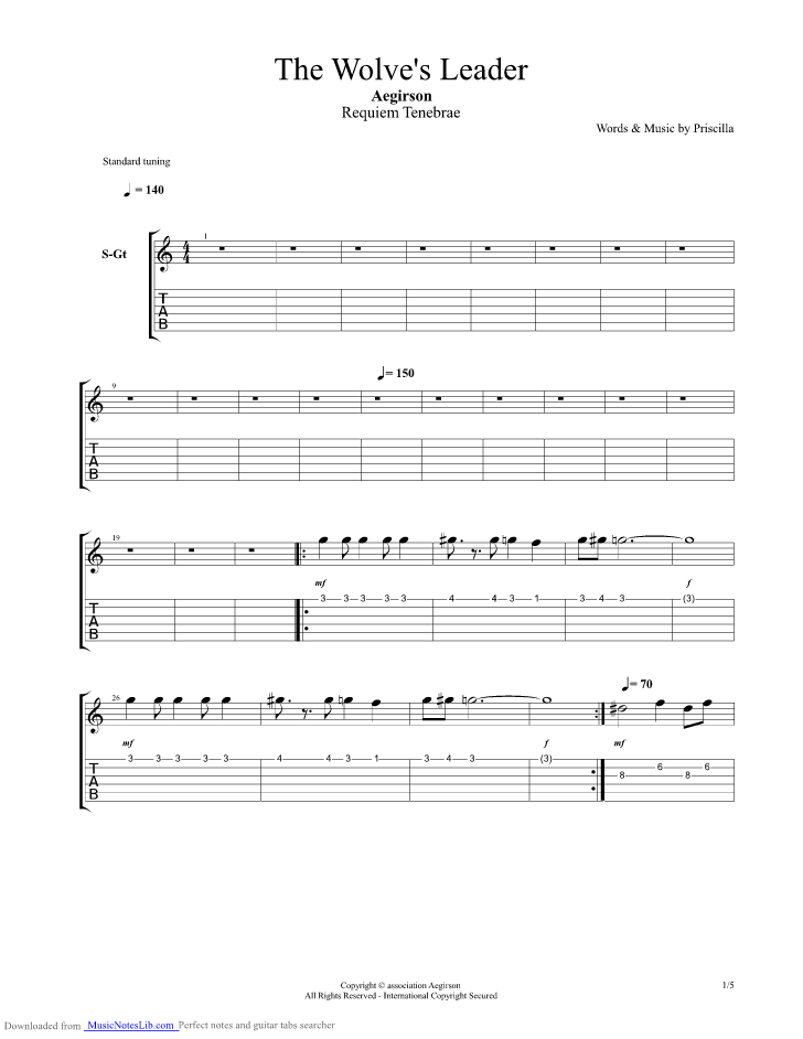 The Wolves Leader guitar pro tab by Aegirson