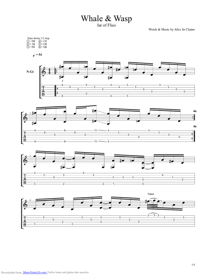 Whale And Wasp guitar pro tab by Alice In Chains