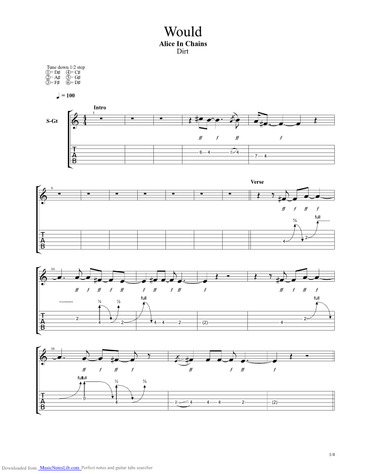 Would guitar pro tab by Alice In Chains