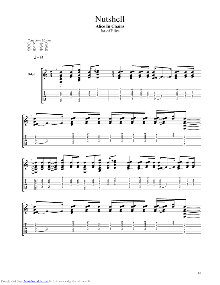 Nutshell guitar pro tab by Alice In Chains