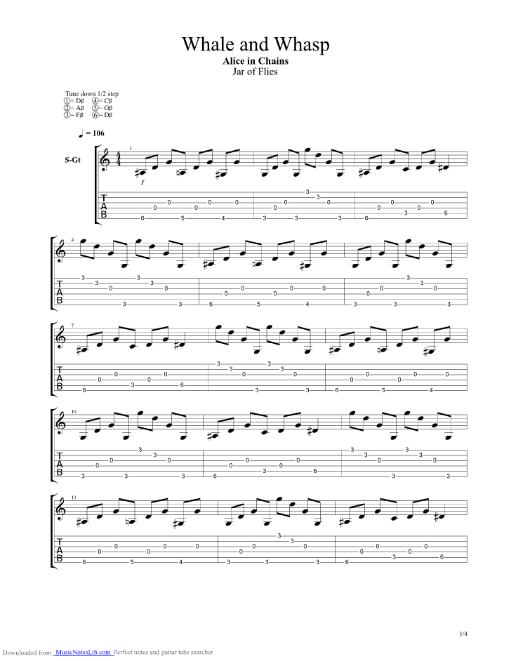 Whale And Wasp guitar pro tab by Alice In Chains