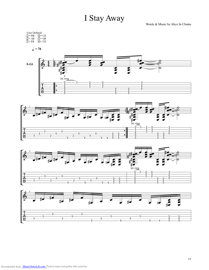 I Stay Away guitar pro tab by Alice In Chains