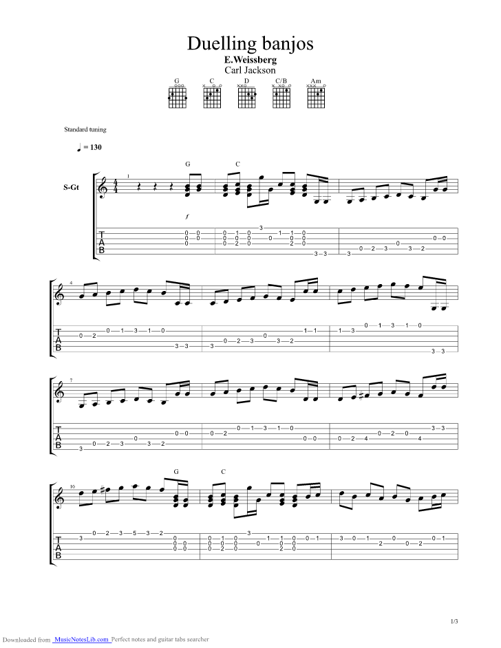 Duelling banjos guitar pro tab by Anonymous