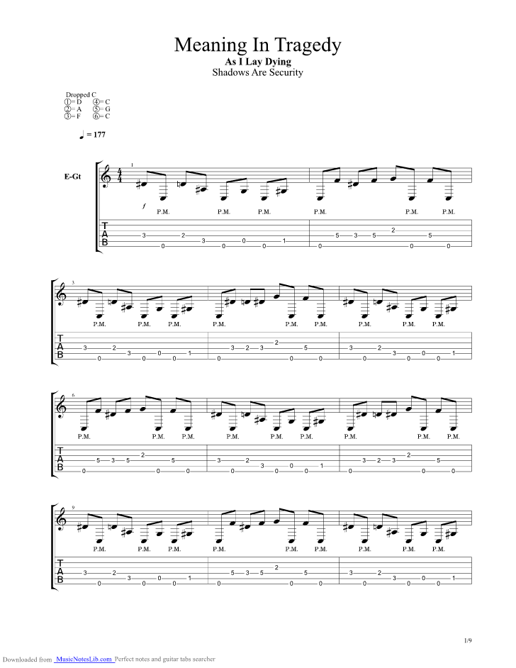 Meaning In Tragedy guitar pro tab by As I Lay Dying