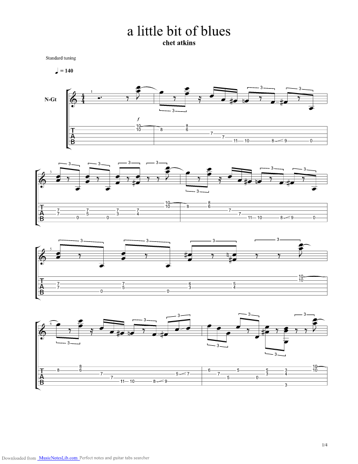 a little bit of blues guitar pro tab by Chet Atkins