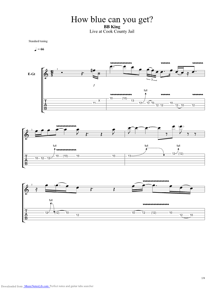 How blue can you get guitar pro tab by BB King