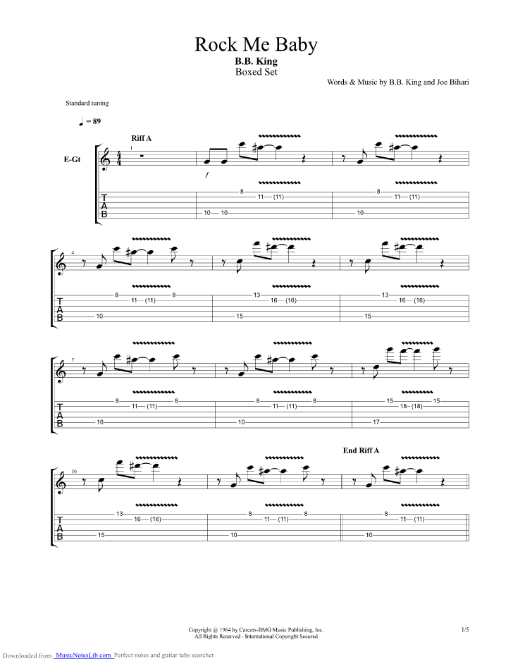 Rock Me Baby guitar pro tab by BB King