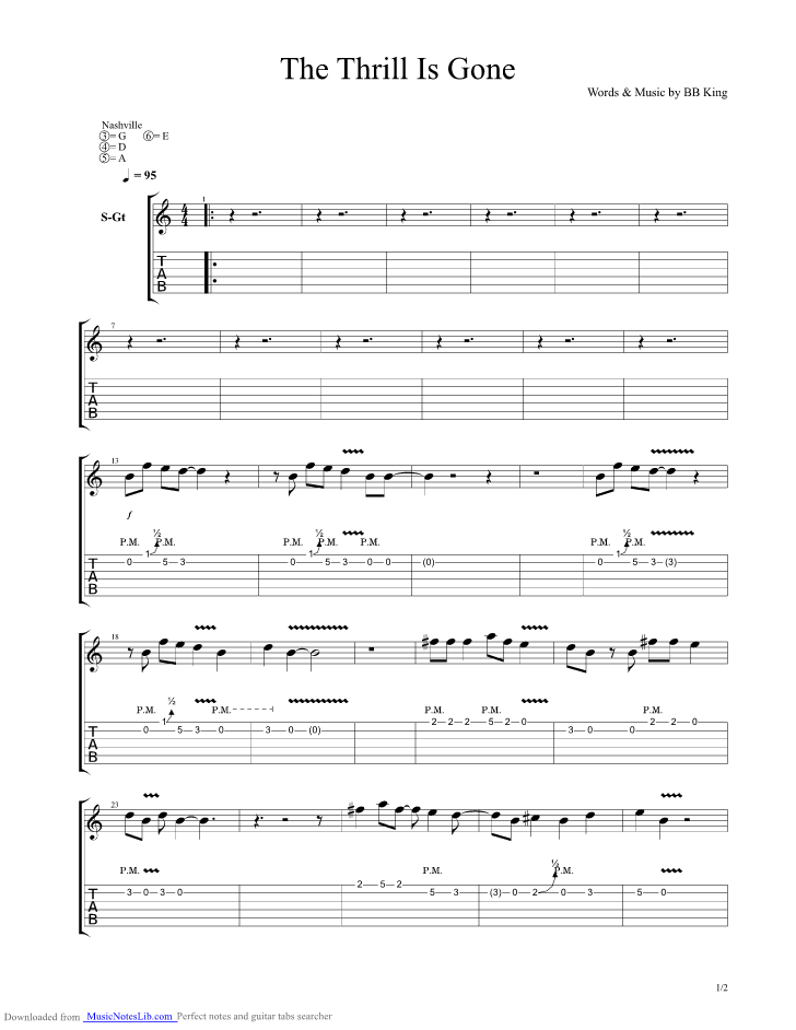 The Thrill Is Gone guitar pro tab by BB King