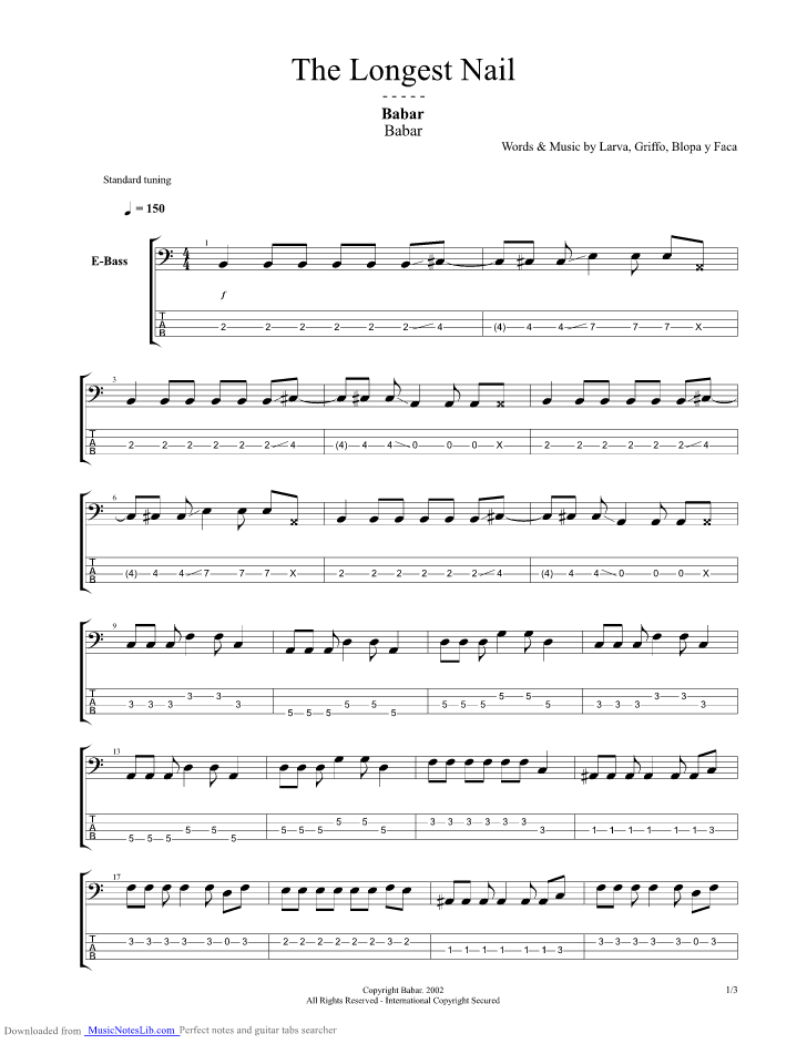 The Longest Nail guitar pro tab by Babar