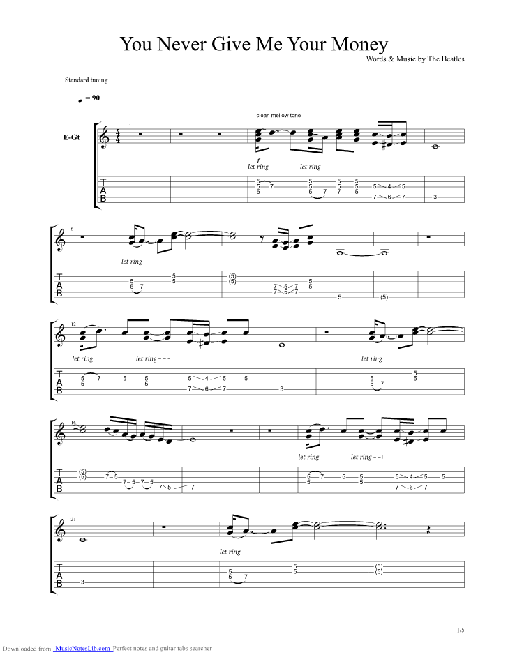 You Never Give Me your Money guitar pro tab by Beatles