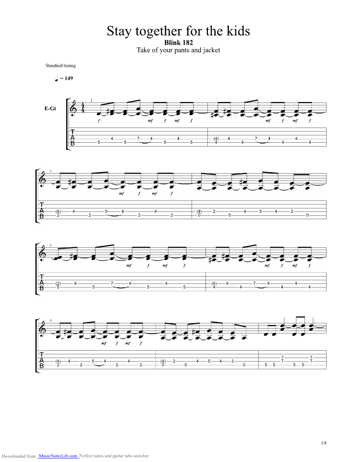 Stay Together For The Kids guitar pro tab by Blink 182