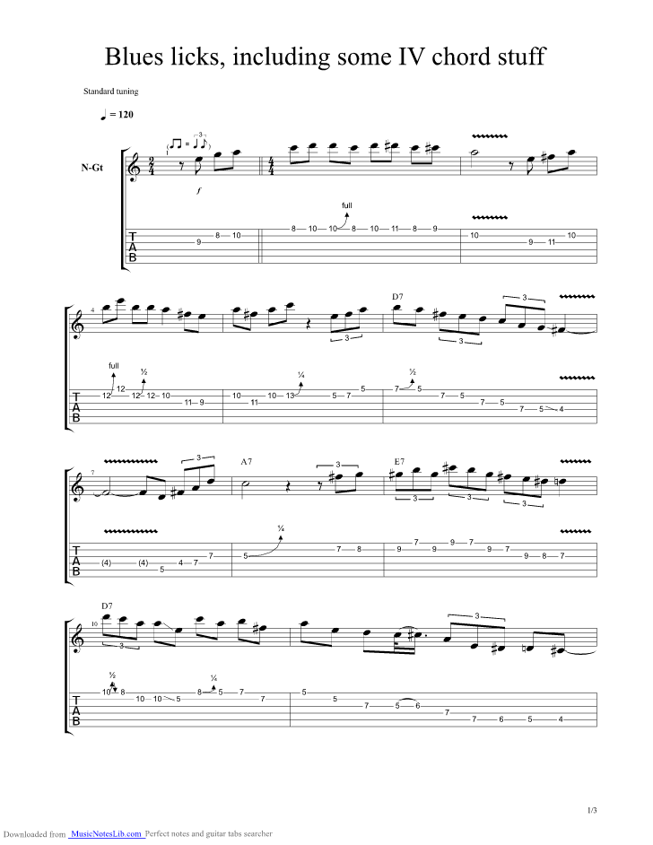 IV Chord Stuff guitar pro tab by Blues Licks