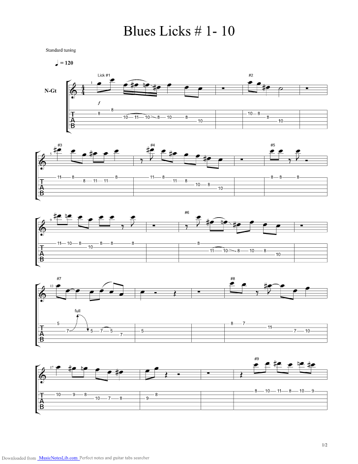 10 blues licks guitar pro tab by Blues Licks