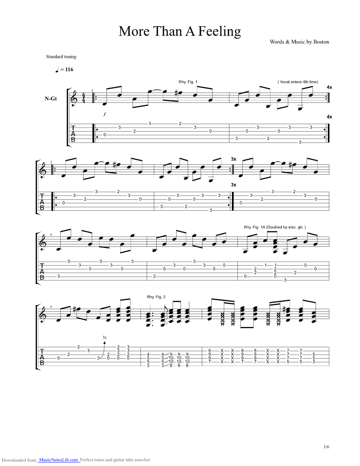 More Than A Feeling guitar pro tab by Boston