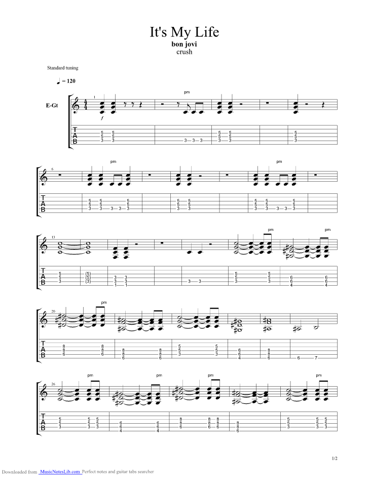 Its My Life guitar pro tab by Bon Jovi