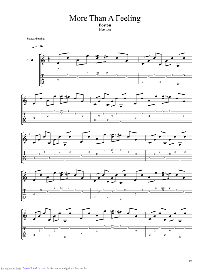 More Than A Feeling guitar pro tab by Boston