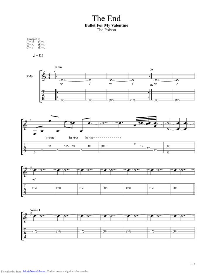 The End guitar pro tab by Bullet For My Valentine