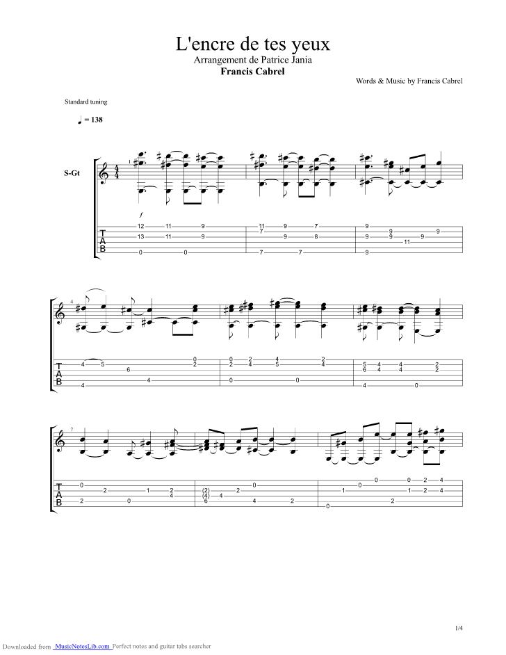 Distorsion bande de roulement Installer tablature l encre de tes yeux