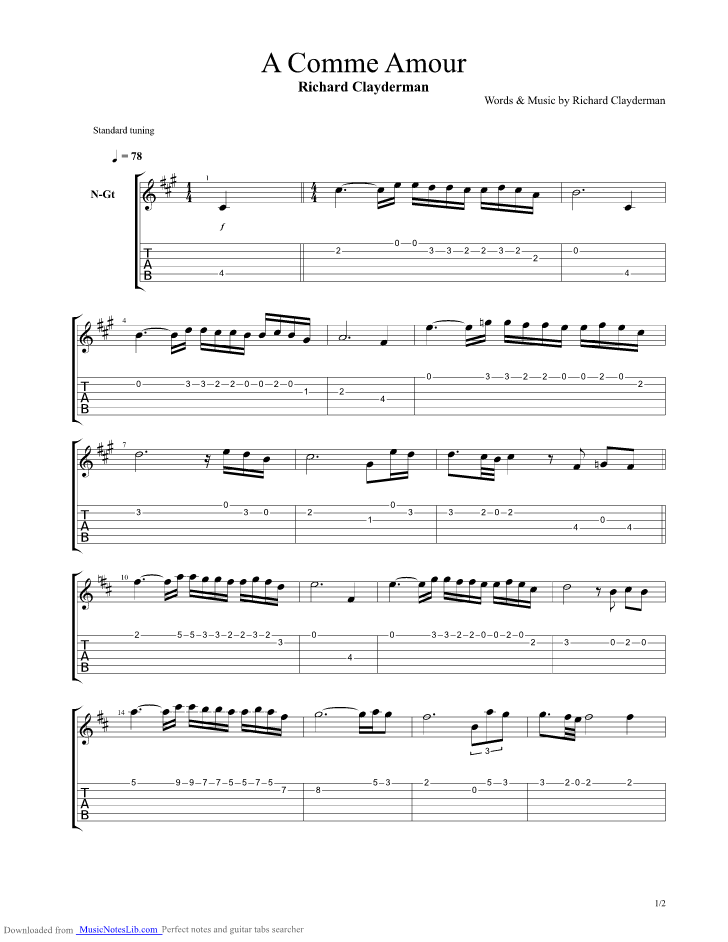 A Comme Amour by Paul de Senneville arranged Richard.