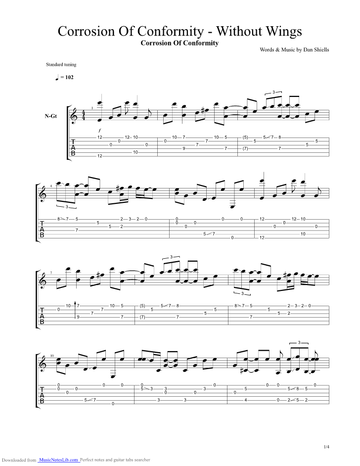 Without Wings guitar pro tab by Corrosion Of Conformity