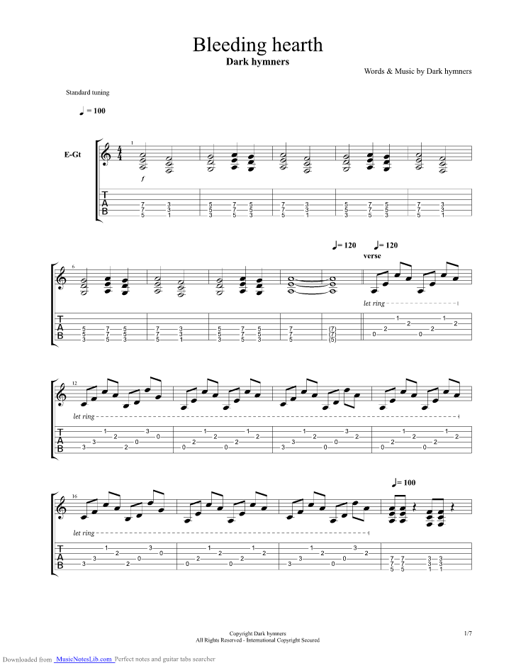 Bleeding Hearth guitar pro tab by Dark Hymners