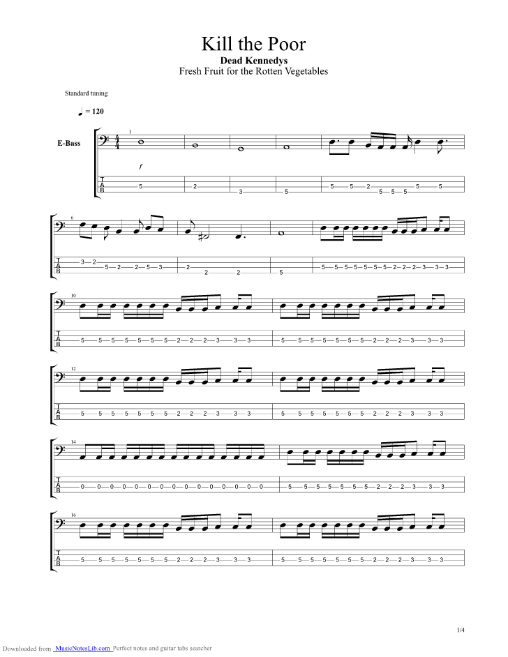 Kill The Poor guitar pro tab by Dead Kennedys