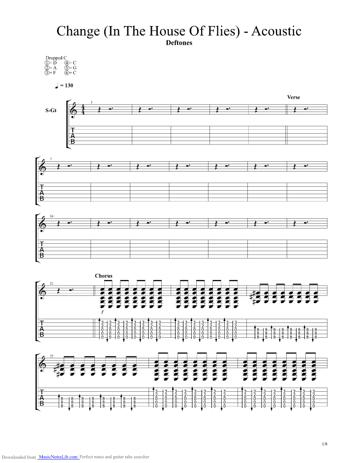 Change Acoustic guitar pro tab by Deftones