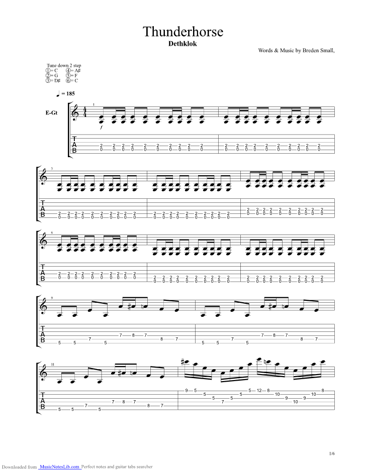 Thunderhorse guitar pro tab by Dethklok