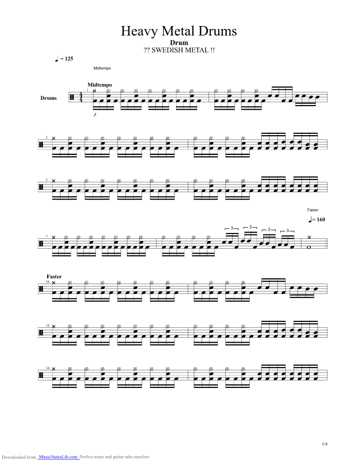 Heavy Metal Drums guitar pro tab by Drum