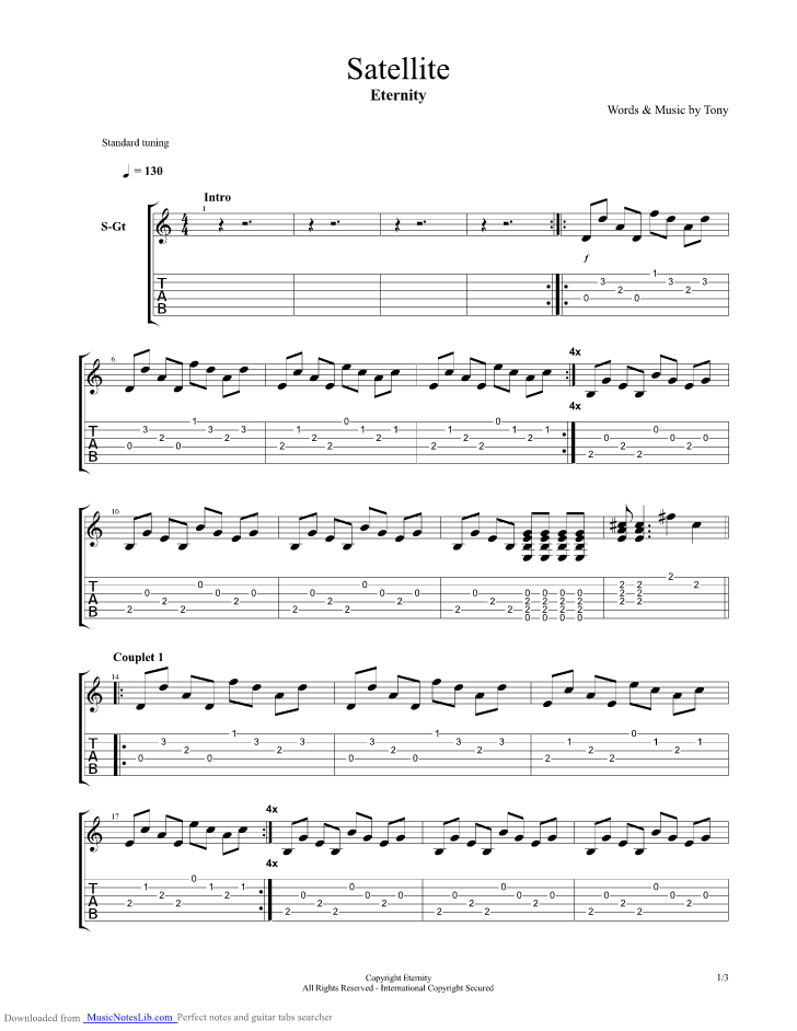 Satellite guitar pro tab by Eternity