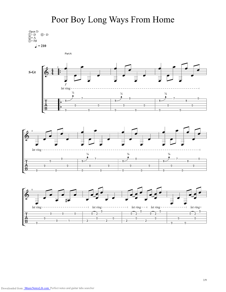 Poor Boy Long Ways From Home guitar pro tab by John Fahey