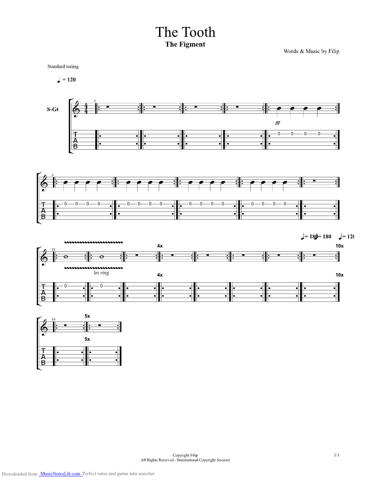 The Tooth guitar pro tab by Filip Floyd