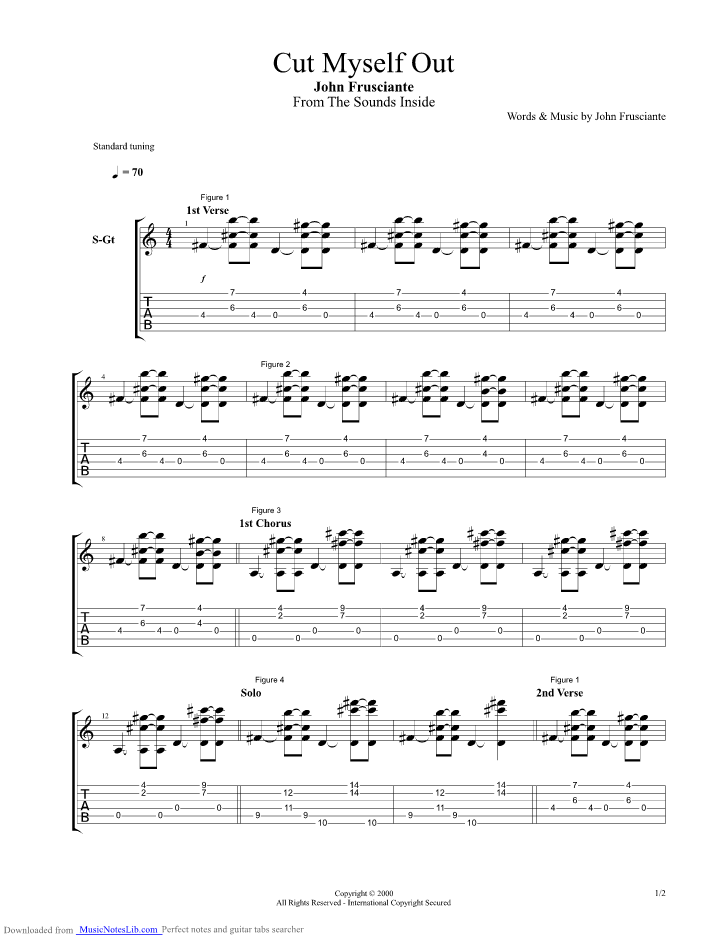 Cut Myself Out guitar pro tab by John Frusciante