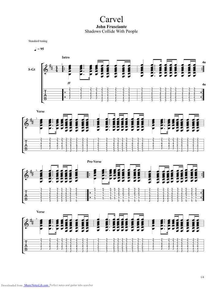 Carvel guitar pro tab by John Frusciante