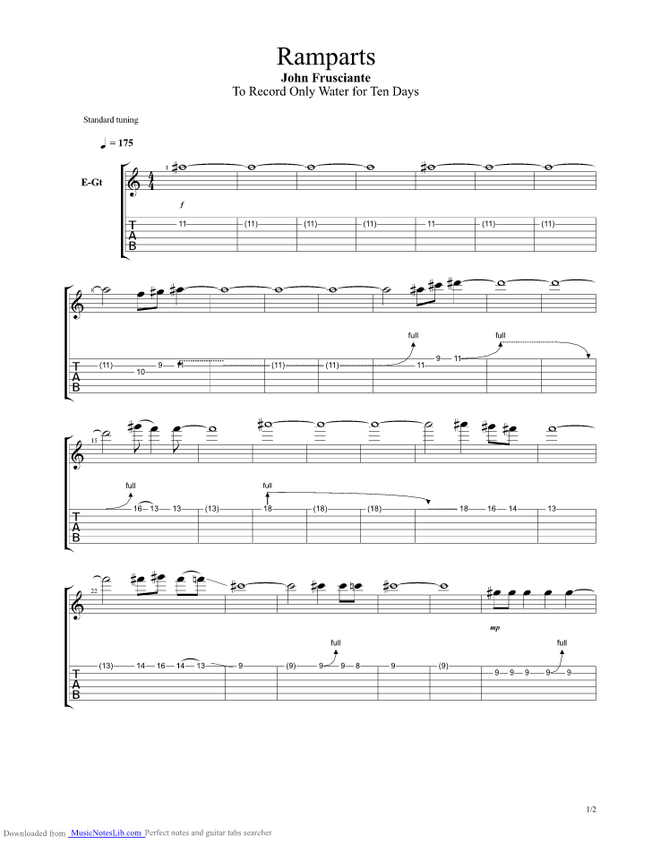 Ramparts guitar pro tab by John Frusciante