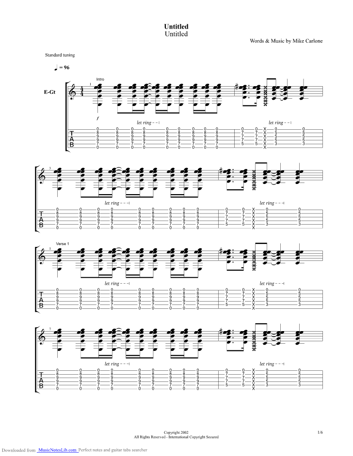 Innocent guitar pro tab by Fuel