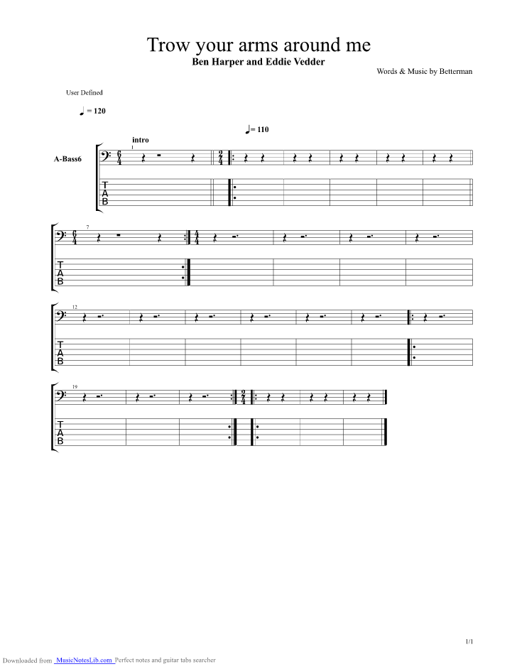 Throw Your Arms Around Me guitar pro tab by Ben Harper