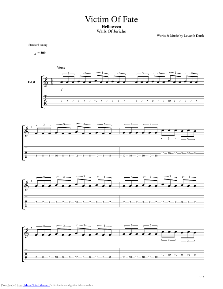 Victim Of Fate guitar pro tab by Helloween